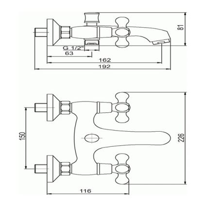 Novaservis - Badewannenarmatur TITANIA RETRO, glänzend verchromt