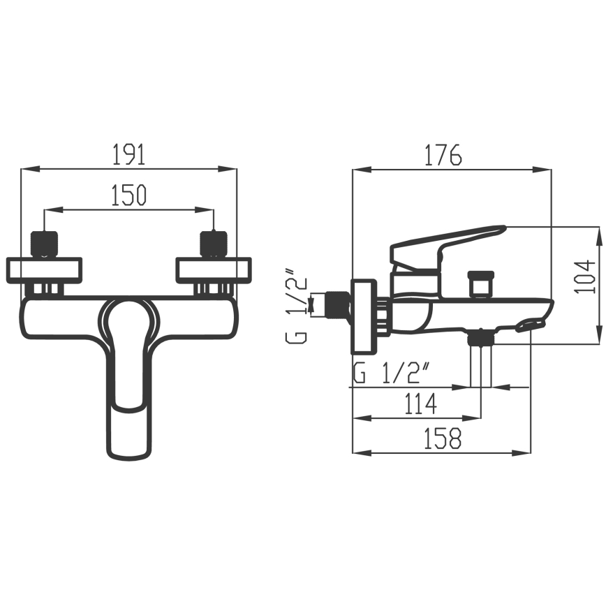 Novaservis - Wannen-Set mit METALIA-Armatur, glänzender Chrom