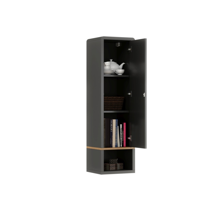 Schrank mit offener Ablage FRED Anthrazit/Eiche Artisan