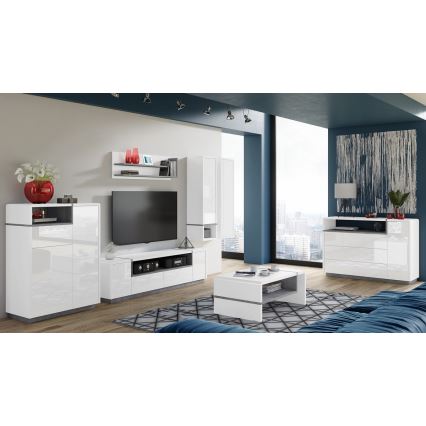 Schrank mit offener Ablage FRED weiß/grau