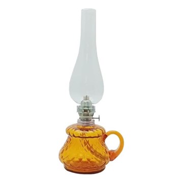 Öllampe TEREZA 34 cm Bernstein Karomuster