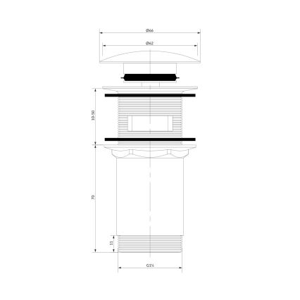 OMNIRES A706AT - Ablaufgarnitur CLICK-CLACK d 6,6 cm gebürstet anthrazit