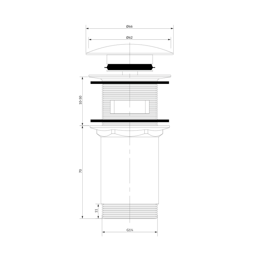 OMNIRES A706AT - Ablaufgarnitur CLICK-CLACK d 6,6 cm gebürstet anthrazit