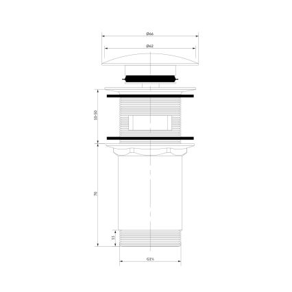 OMNIRES A706BM - Ablaufgarnitur CLICK-CLACK d 6,6 cm mattweiß