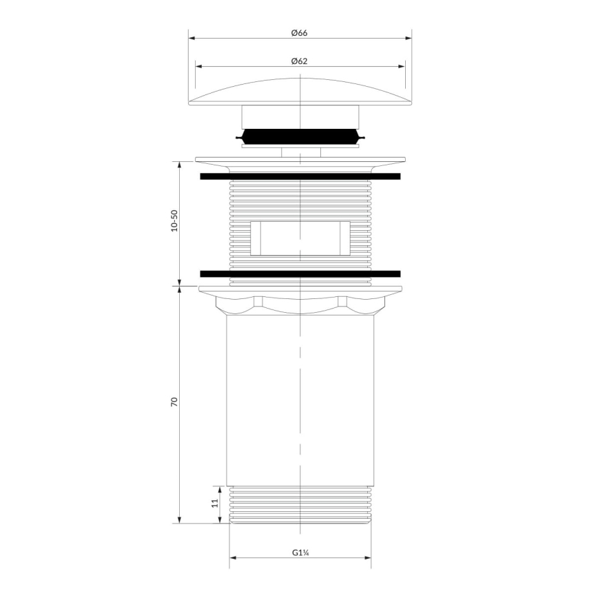 OMNIRES A706CPB - Ablaufgarnitur CLICK-CLACK d 6,6 cm gebürstet kupfern