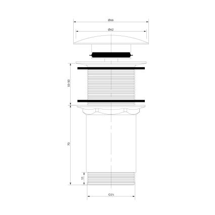 OMNIRES A716BL - Ablaufgarnitur CLICK-CLACK d 6,6 cm seidenmatt schwarz