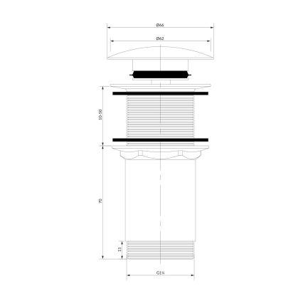 OMNIRES A716CP - Ablaufgarnitur CLICK-CLACK d 6,6 cm glänzend kupfern