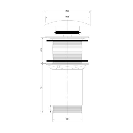 OMNIRES A716CR - Ablaufgarnitur CLICK-CLACK d 6,6 cm glänzendes Chrom