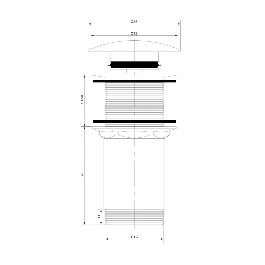 OMNIRES A716CR - Ablaufgarnitur CLICK-CLACK d 6,6 cm glänzendes Chrom