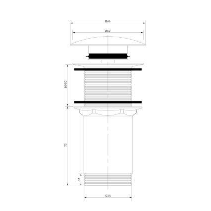 OMNIRES A716GR - Ablaufgarnitur CLICK-CLACK d 6,6 cm gebürstet Graphit