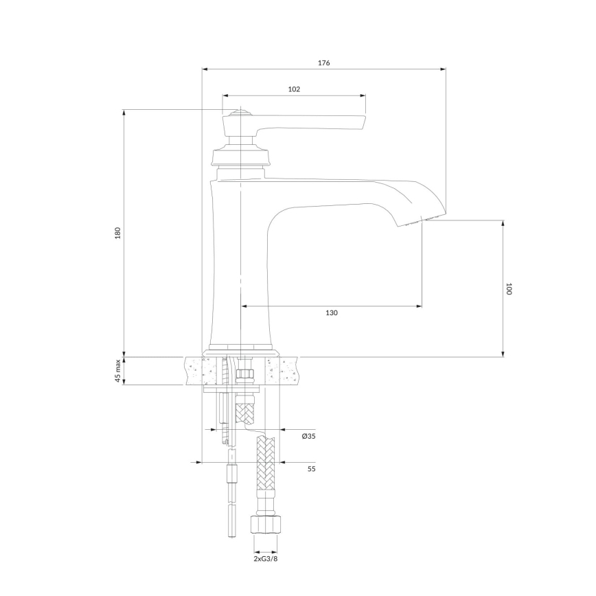 OMNIRES AM5210CR - Waschbeckenarmatur ARMANCE 18 cm glänzendes Chrom