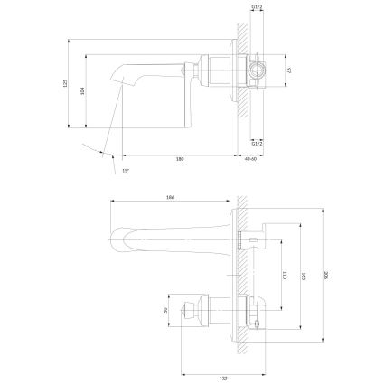 OMNIRES AM5215CR - Waschbeckenarmatur für Unterputzmontage ARMANCE glänzendes Chrom