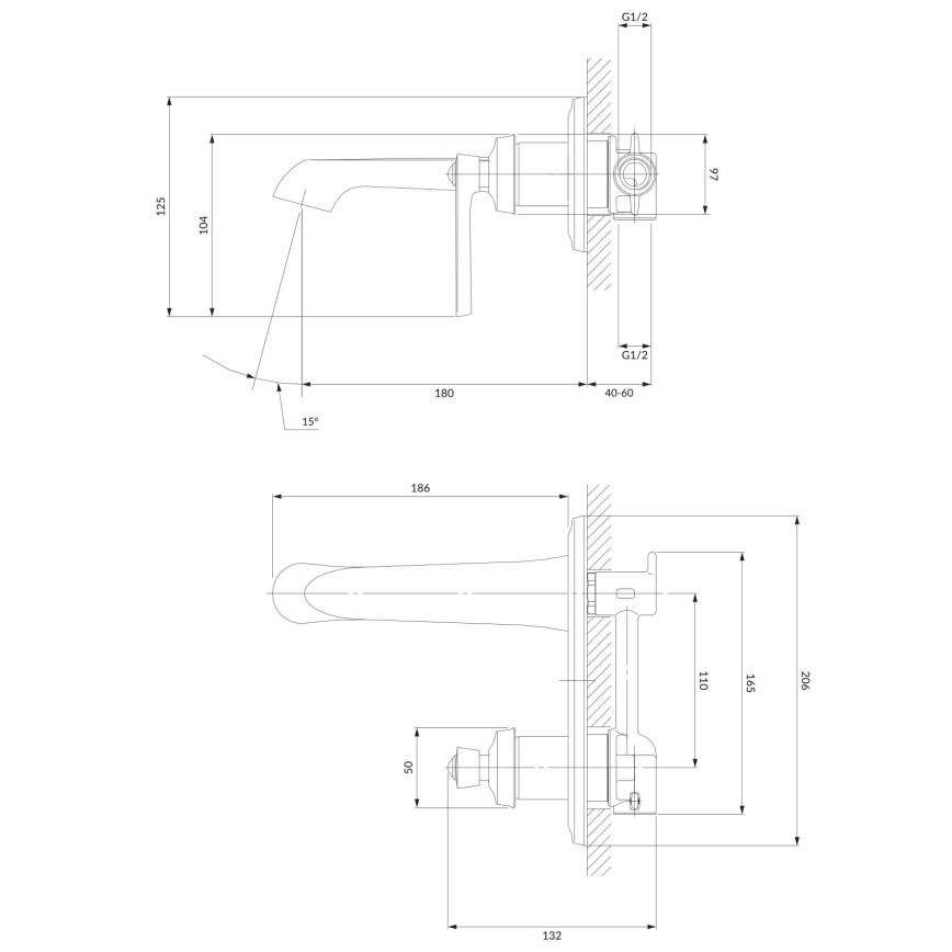 OMNIRES AM5215CR - Waschbeckenarmatur für Unterputzmontage ARMANCE glänzendes Chrom