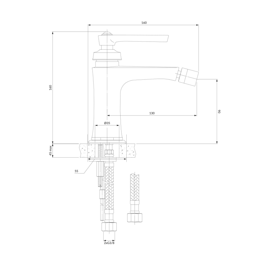 OMNIRES AM5220CR - Bidetarmatur ARMANCE 16 cm glänzendes Chrom