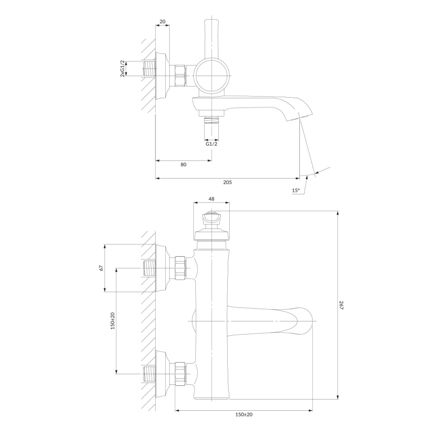 OMNIRES AM5230CR - Badewannenarmatur ARMANCE glänzendes Chrom