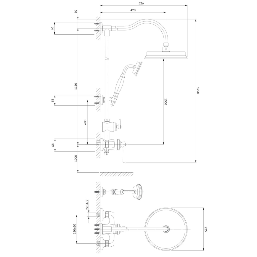OMNIRES AM5244CR - Duschset mit Armatur ARMANCE glänzender Chrom