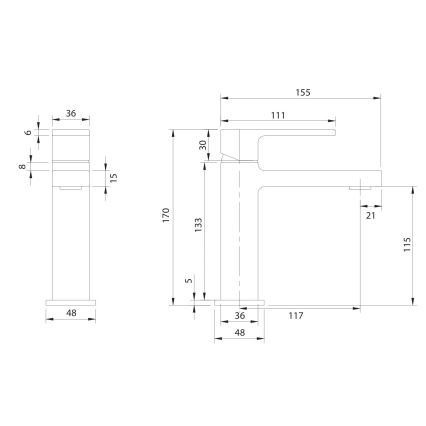 OMNIRES BA7810BL - Waschtischarmatur BARETTI 17 cm, matt schwarz