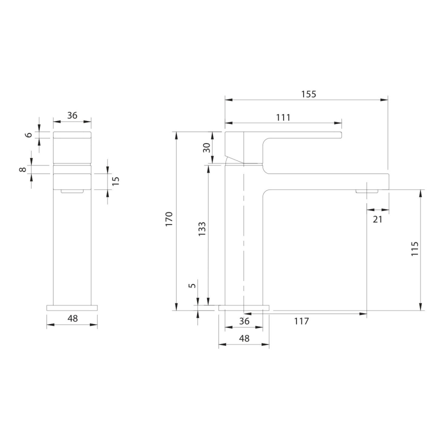 OMNIRES BA7810BL - Waschtischarmatur BARETTI 17 cm, matt schwarz