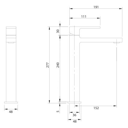 OMNIRES BA7812BL - Waschtischarmatur BARETTI 27,7 cm matt schwarz