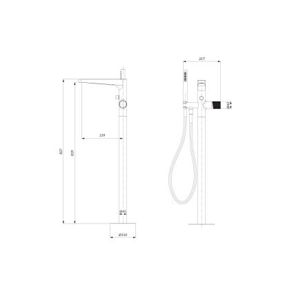 OMNIRES CT8033CR - Freistehendes Badewannen-Set mit Armatur CONTOUR glänzendes Chrom