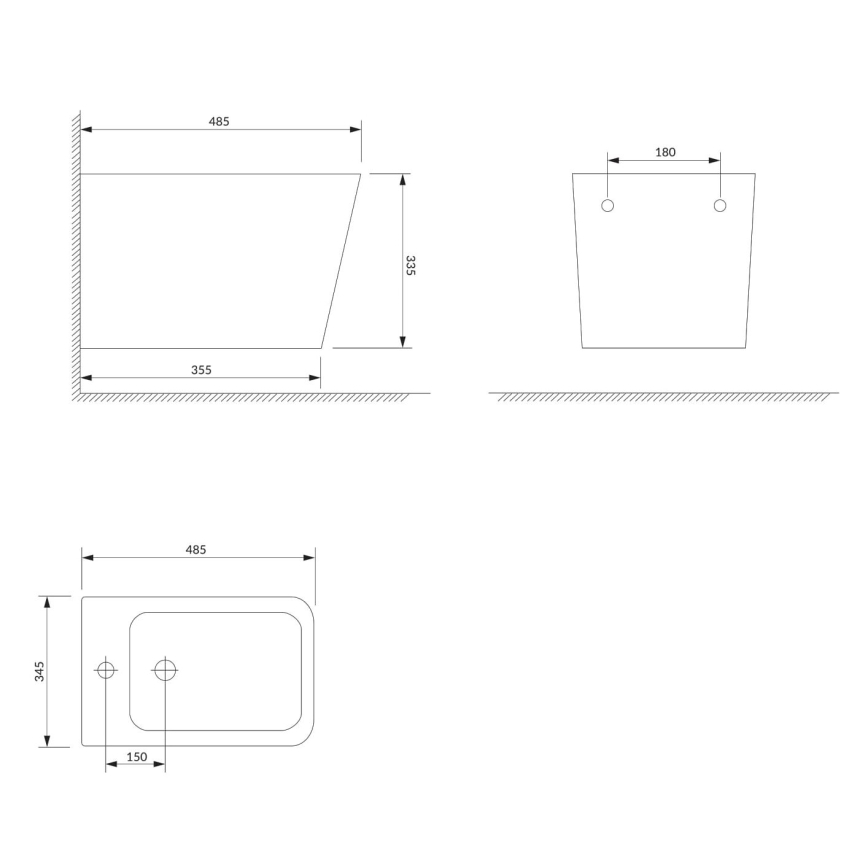 OMNIRES FONTANABIBP - Wandhängendes Bidet FONTANA Keramik/glänzend weiß
