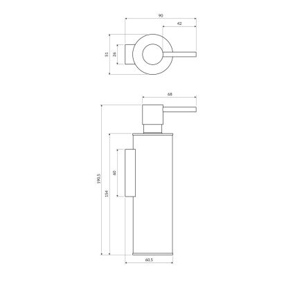 OMNIRES MP60721BL - Wand-Seifenspender MODERN PROJECT 150 ml matt schwarz