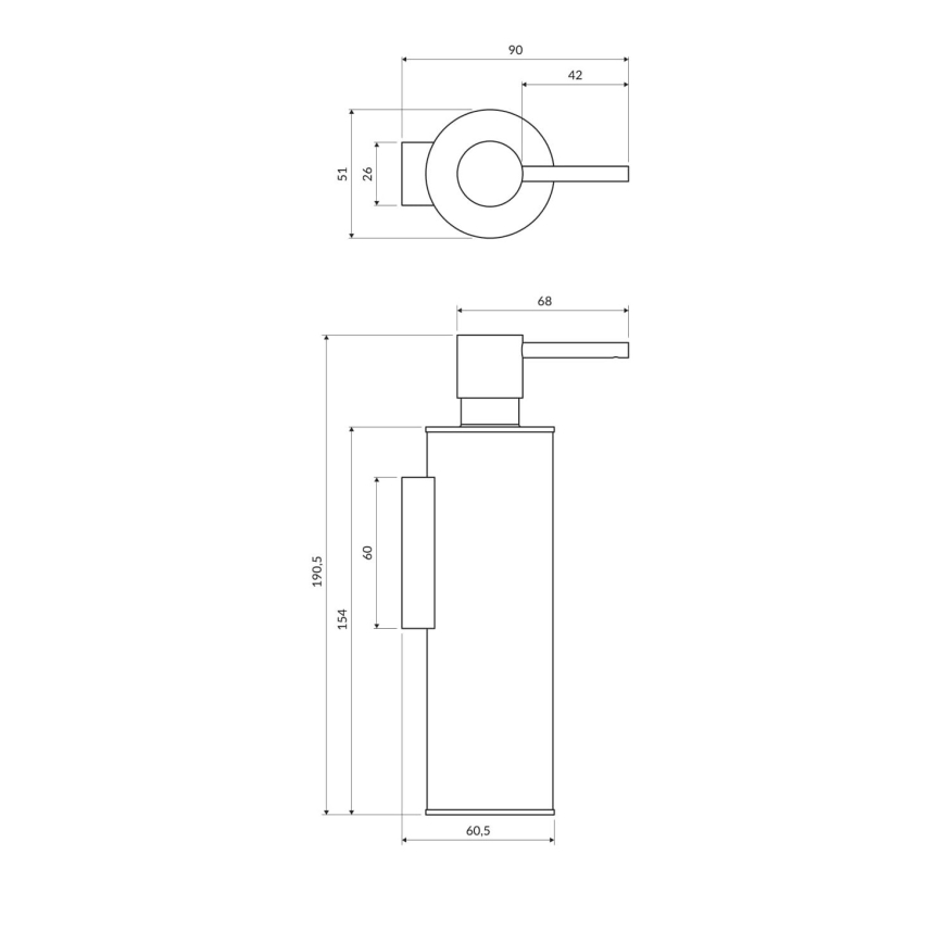 OMNIRES MP60721BL - Wand-Seifenspender MODERN PROJECT 150 ml matt schwarz