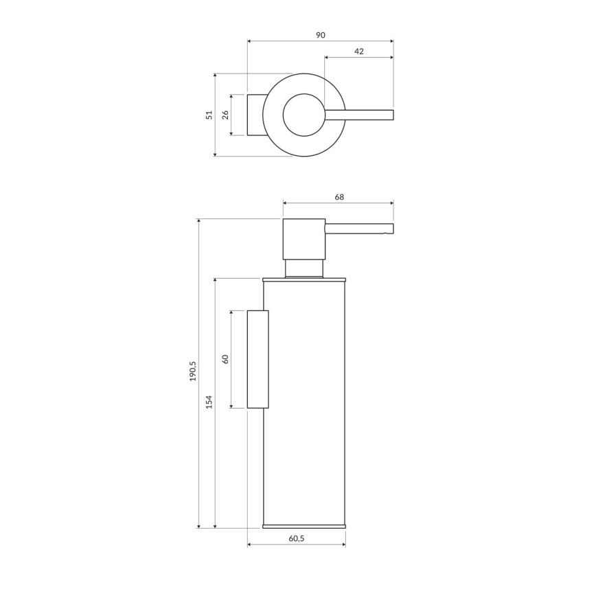 OMNIRES MP60721CR - Wand-Seifenspender MODERN PROJECT 150 ml glänzendes Chrom