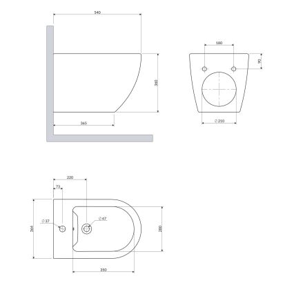 OMNIRES OTTAWACMBIBP - Wandhängendes Bidet OTTAWA Keramik/Hochglanzweiß