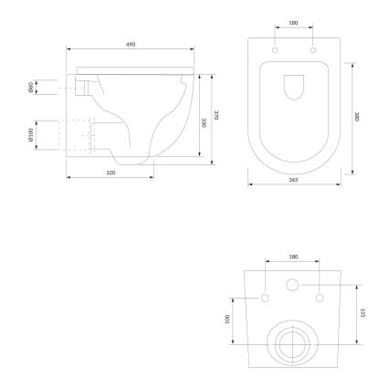 OMNIRES OTTAWAMWBM - Wandhängende Toilette mit Toilettensitz SoftClose OTTAWA Keramik/mattweiß