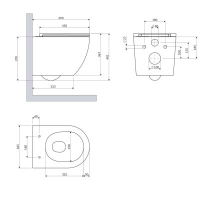 OMNIRES OTTAWASPXMWBM - Wandhängende Toilette mit Toilettensitz SoftClose OTTAWA Keramik/mattweiß