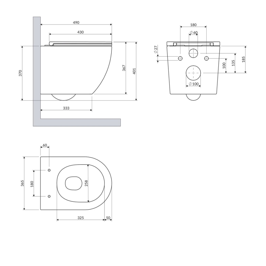 OMNIRES OTTAWASPXMWBM - Wandhängende Toilette mit Toilettensitz SoftClose OTTAWA Keramik/mattweiß