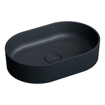 OMNIRES OVOUNBLV - Aufsatzwaschbecken OVO 55x36 cm Dolomit/matt schwarz Lava