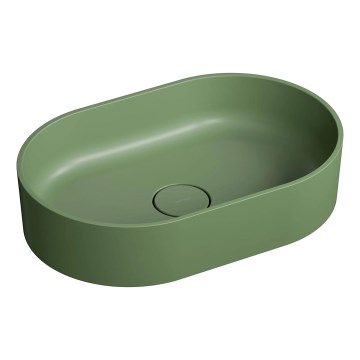 OMNIRES OVOUNOL - Aufsatzwaschbecken OVO 55x36 cm Dolomit/matt Olive