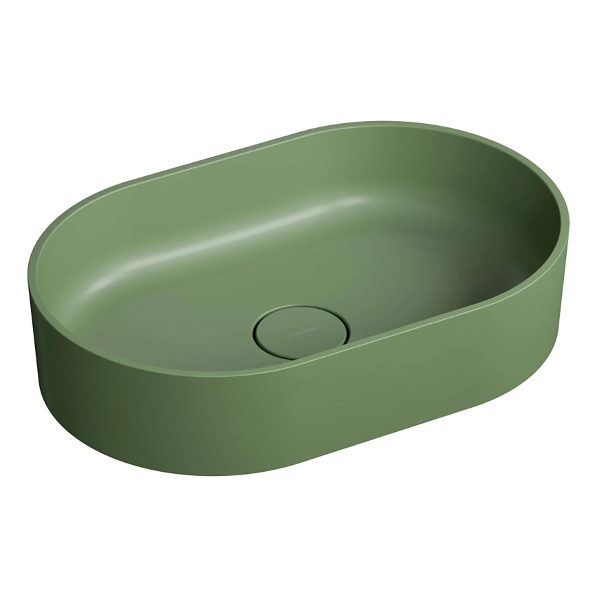OMNIRES OVOUNOL - Aufsatzwaschbecken OVO 55x36 cm Dolomit/matt Olive
