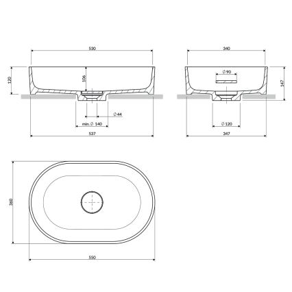 OMNIRES OVOUNTE - Aufsatzwaschbecken OVO 55x36 cm Dolomit/matte Terrakotta