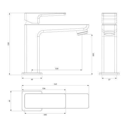 OMNIRES PM7410BL - Waschbeckenarmatur PARMA 15 cm matt schwarz