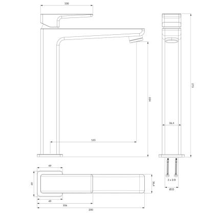 OMNIRES PM7412BL - Waschbeckenarmatur PARMA 27,3 cm matt schwarz