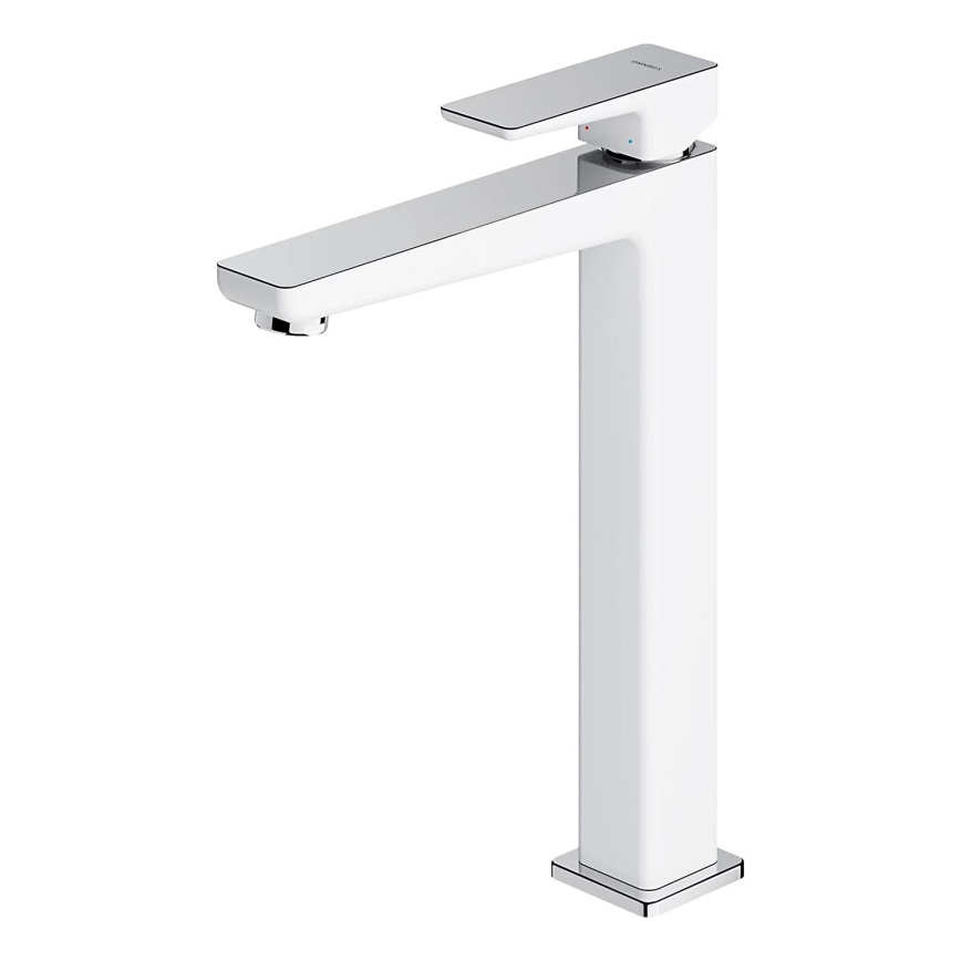 OMNIRES PM7412CRB - Waschbeckenarmatur PARMA 27,3 cm glänzendes Chrom/weiß