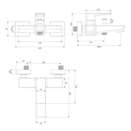 OMNIRES PM7430BL - Badewannenarmatur PARMA matt schwarz