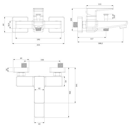 OMNIRES PM7430CR - Badewannenarmatur PARMA glänzendes Chrom