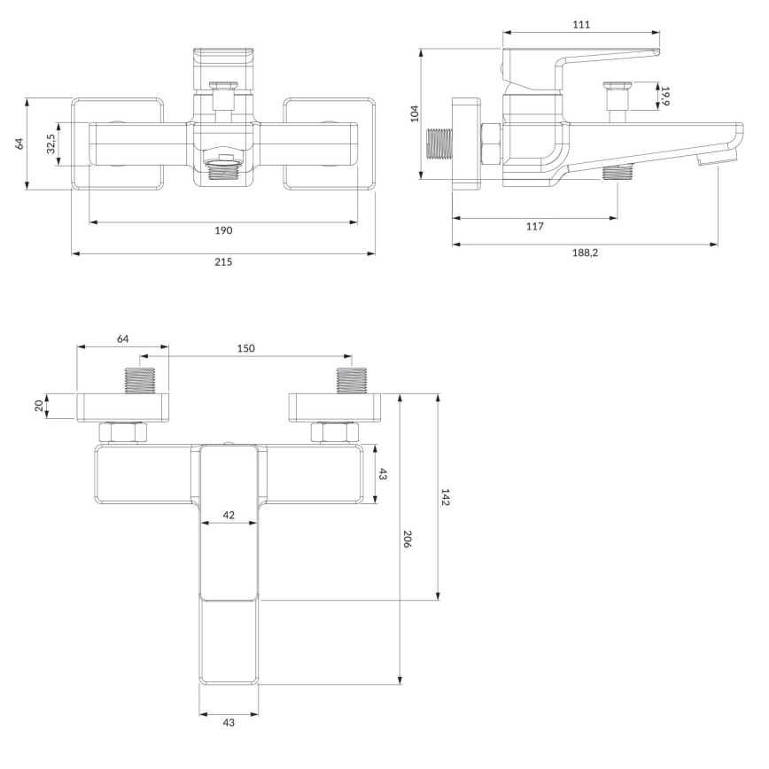 OMNIRES PM7430CR - Badewannenarmatur PARMA glänzendes Chrom