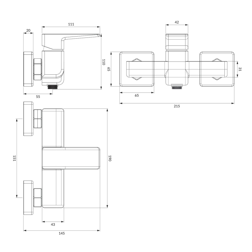 OMNIRES PM7440BL - Duscharmatur PARMA matt schwarz