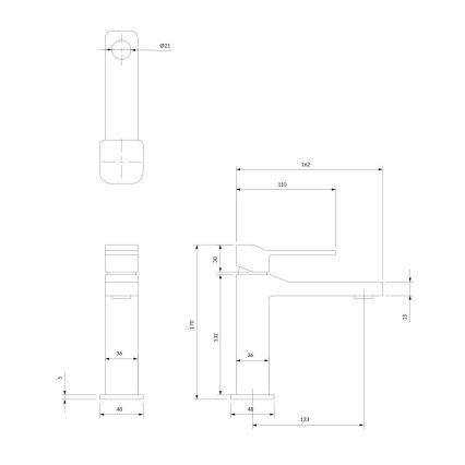 OMNIRES SL7710GR - Waschbeckenarmatur SLIDE 17 cm gebürstet Graphit