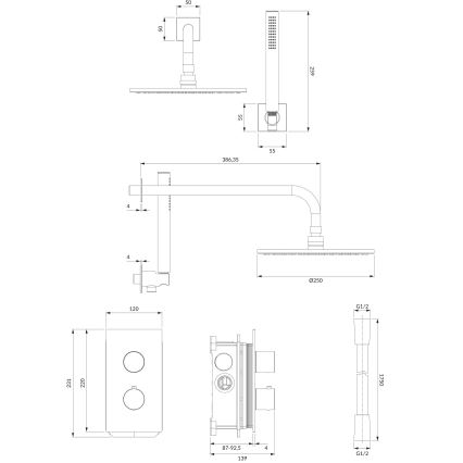 OMNIRES SYSCT11CR - Duschset mit Unterputz-Thermostatarmatur CONTOUR, glänzender Chrom