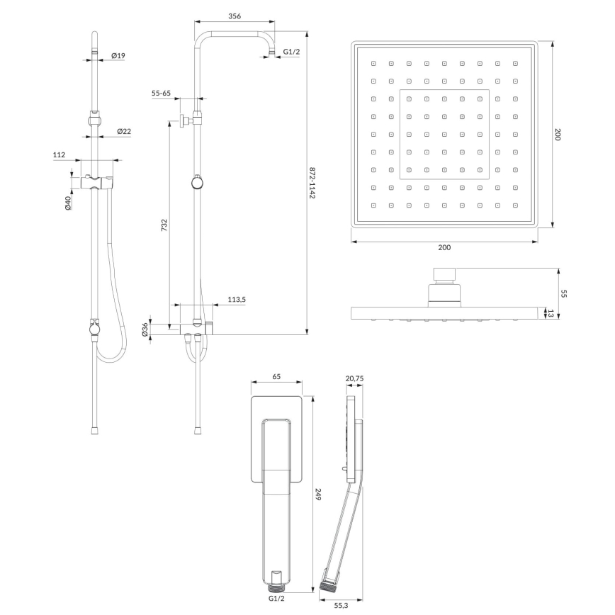 OMNIRES SYSJIMJIMCR - Duschset JIMJIM Hochglanzchrom