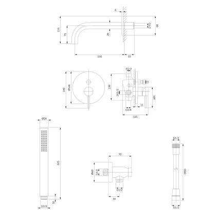 OMNIRES SYSYW01CR - Badewannengarnitur mit Unterputz-Armatur Y glänzendes Chrom