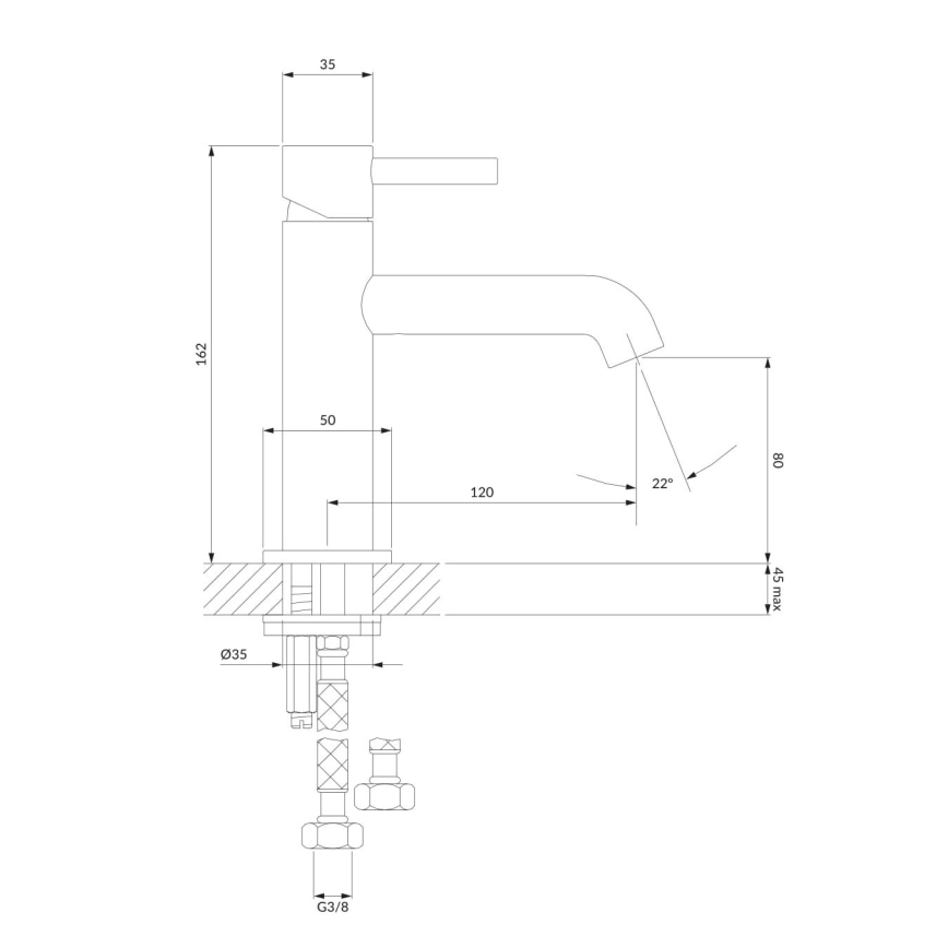 OMNIRES Y1210NCPB - Waschbeckenarmatur Y 16,2 cm gebürstet kupfern