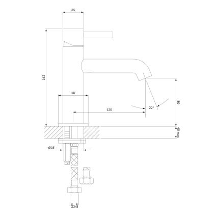OMNIRES Y1210NGLB - Waschtischarmatur Y, 16,2 cm, gebürstetes Gold