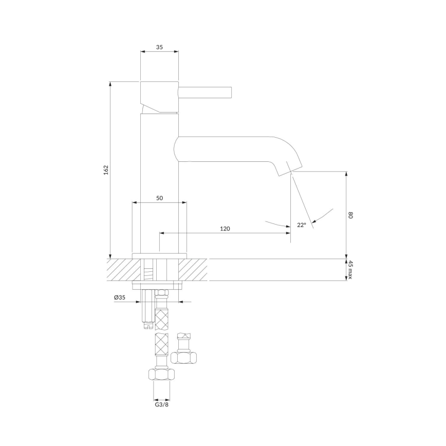 OMNIRES Y1210NNI - Waschbeckenarmatur Y 16,2 cm gebürstet Nickel